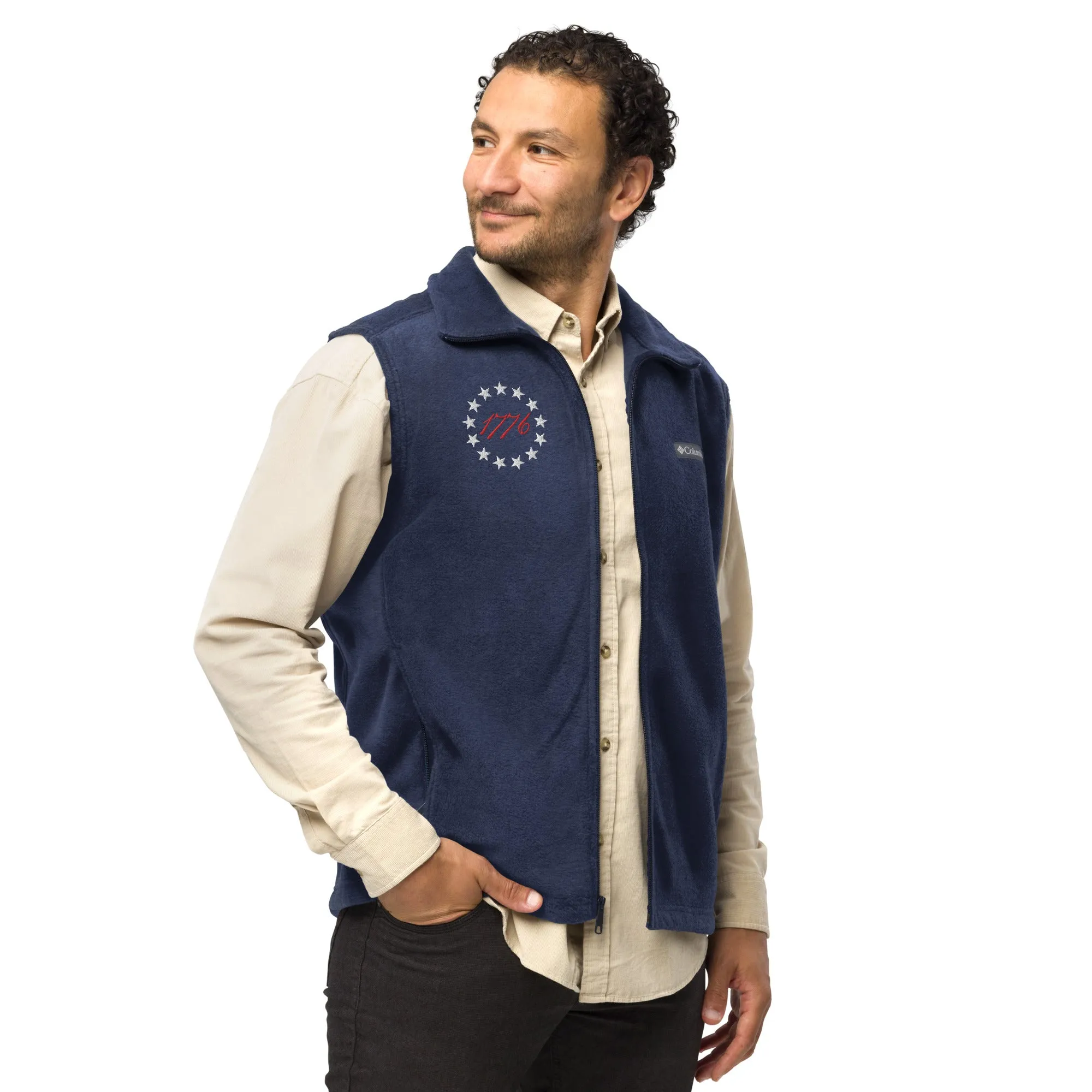 1776 Betsy Ross 13 Stars Embroidered Men’s Columbia Fleece Vest