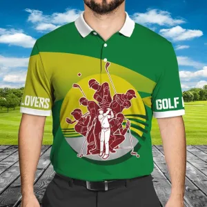 3D All Over Print Green and Yellow Golf Polo Shirt, Best Shirt For Golf Lovers, Tropical Shirt For Man