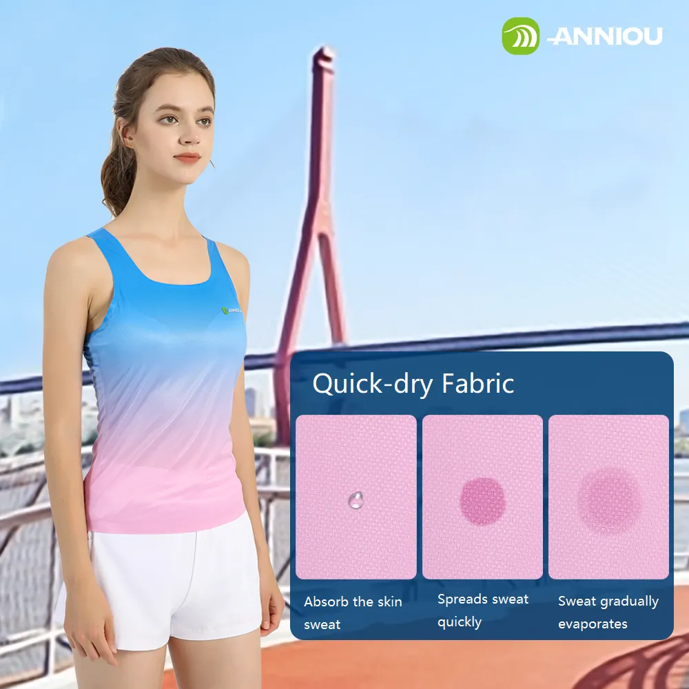 ANNIOU Seamless Marathon Running Quick Drying Vest Yoga Singlet Fitness Anti-bacterial Breathable Sublimation Tank Top Women Men