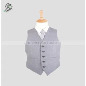 Arrochar Wool Tweed Vest in Light Grey