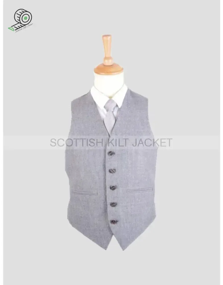 Arrochar Wool Tweed Vest in Light Grey