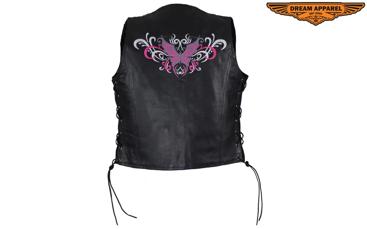 Black Gun Pocket Vest with Pink Butterfly