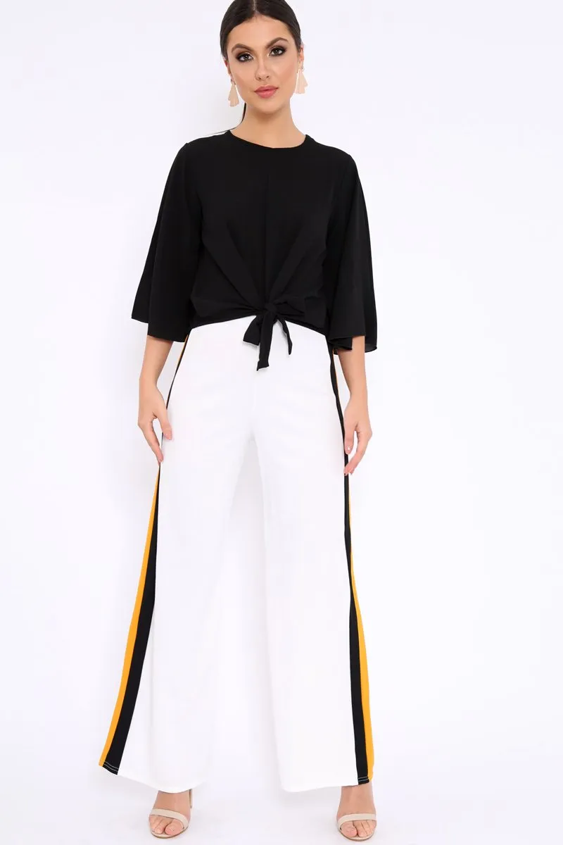 Black Tie Front Top with Flare Sleeves - Wren