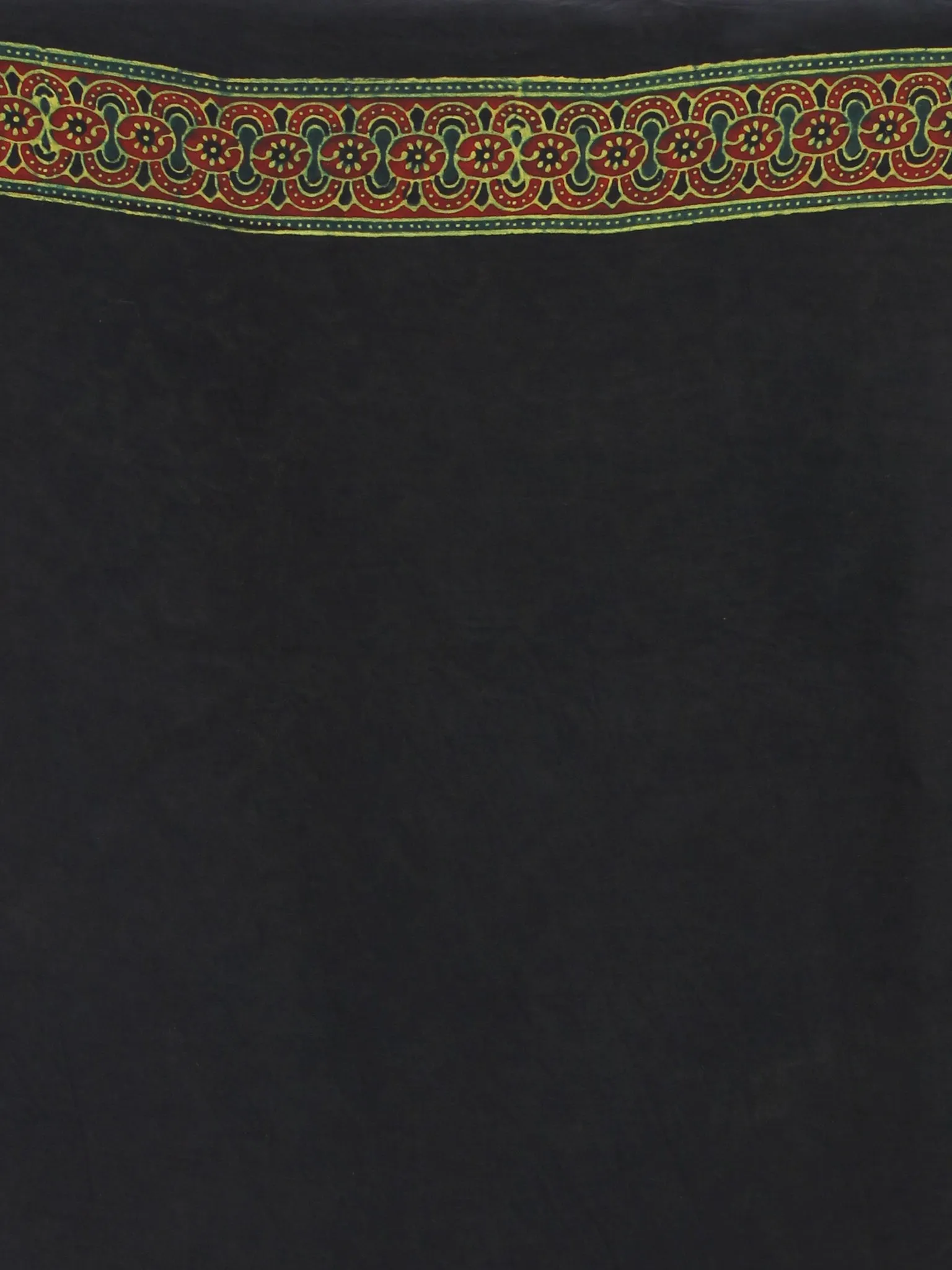 Bottle Green Black Lime Green Ajrakh Hand Block Printed Modal Silk Saree - S031704118