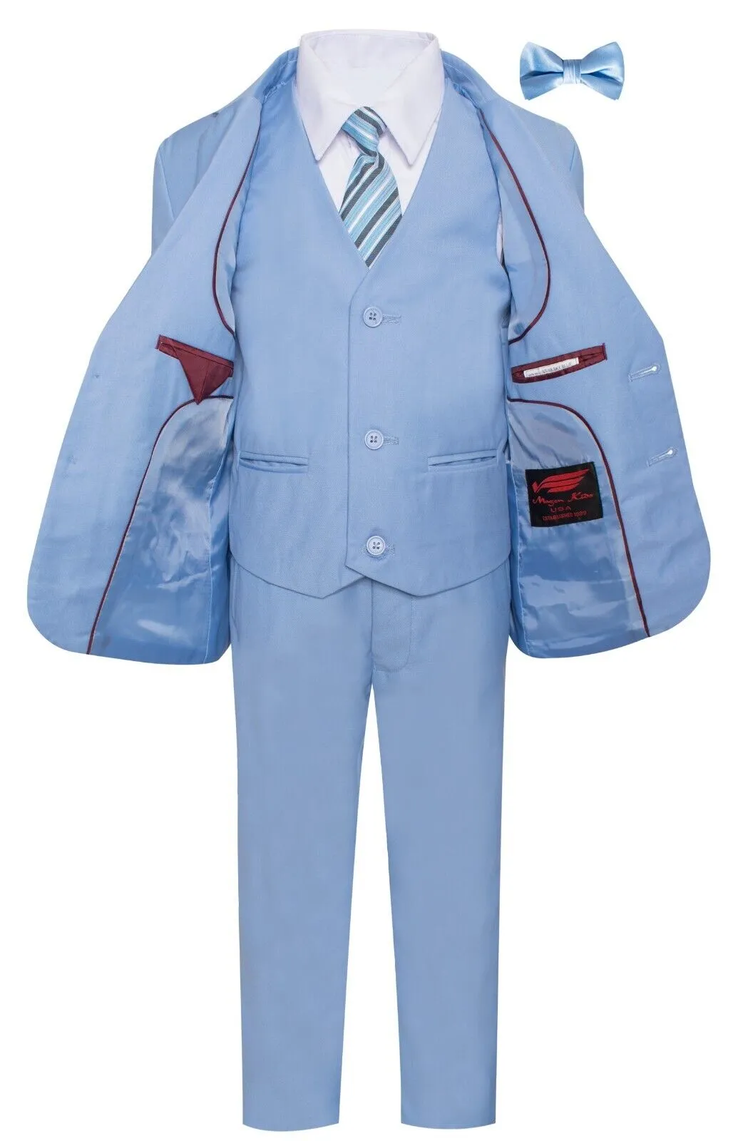 Boys' Slim Fit Suit 7-Piece Formal Set  - Sky Blue