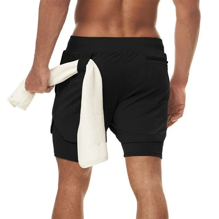 Casual Double Layer Quick Drying Breathable Sports Shorts