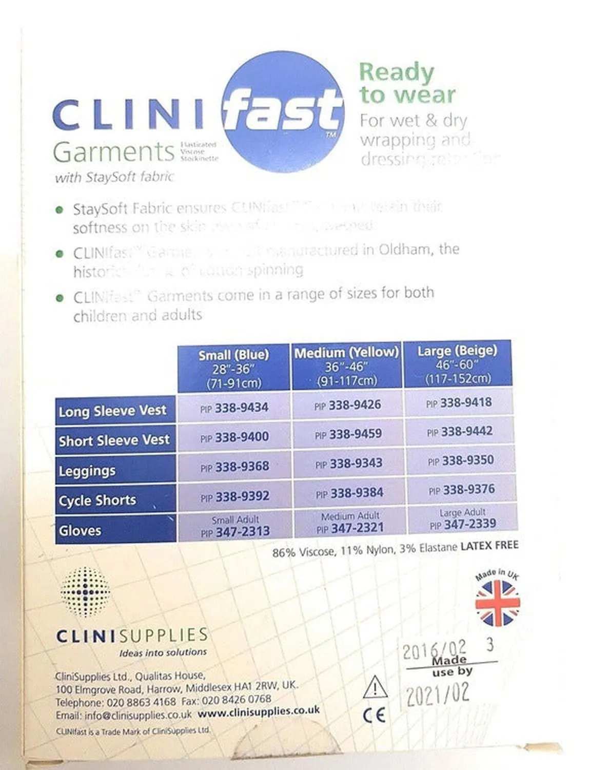 Clinifast Garments Long Sleeve Vest Adult Small 28''-36'' (71-79cm)