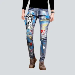 Color print stretchy men's jeans