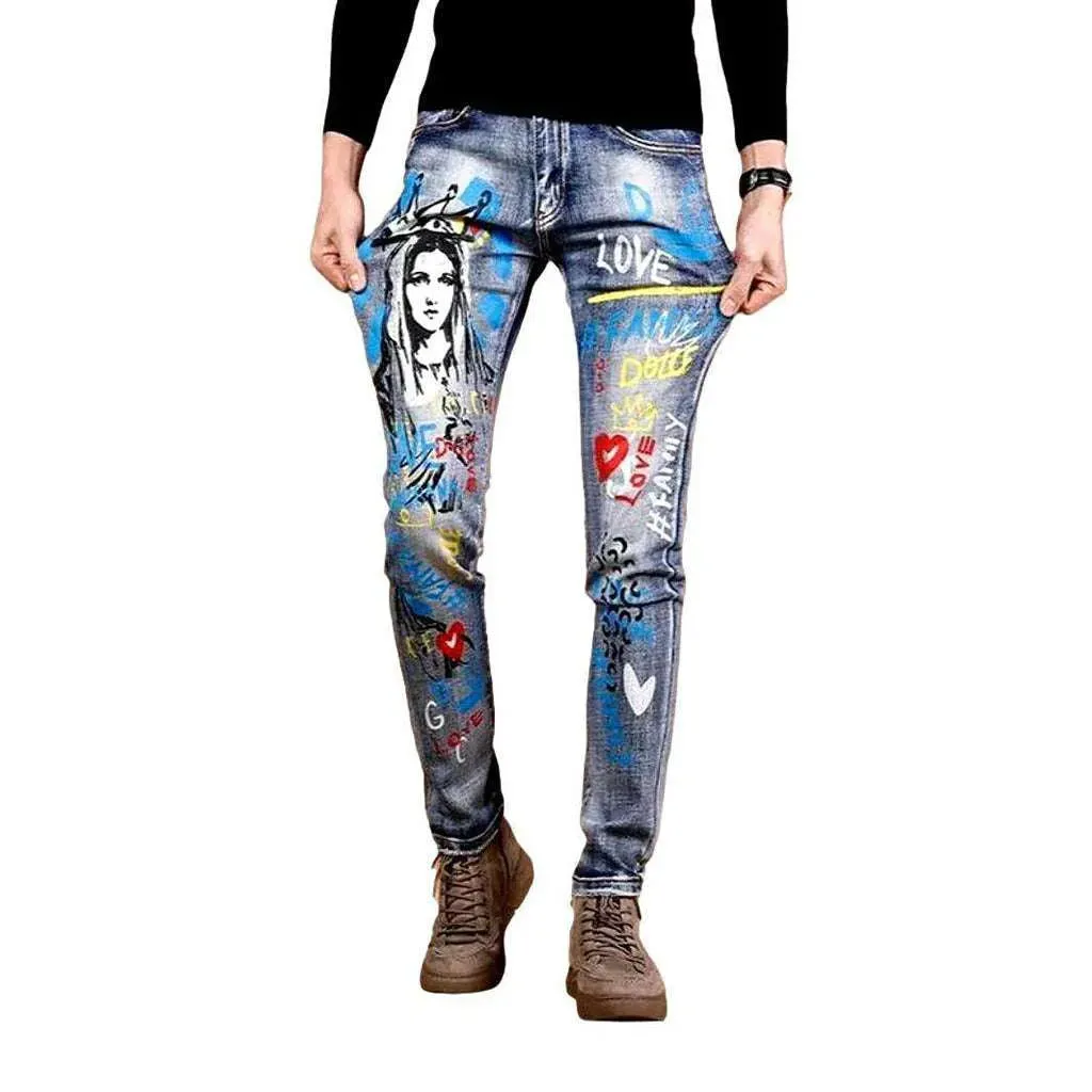 Color print stretchy men's jeans