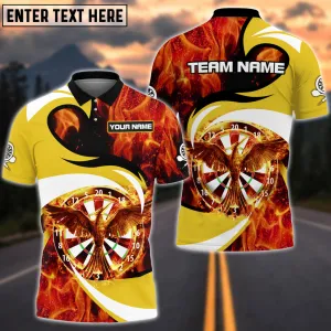 Coolspod Phoenix Fire Multicolir Personalized Name Team 3D Polo Shirt, Gift for Dart Players