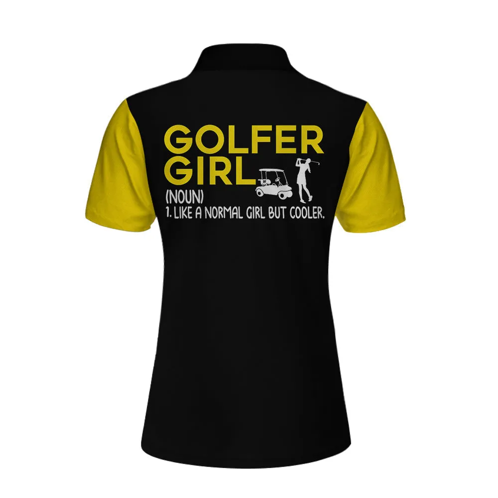 Definition Of Golf Girl Golf Short Sleeve Women Polo Shirt, Black And Yellow Golf Shirt For Ladies Coolspod