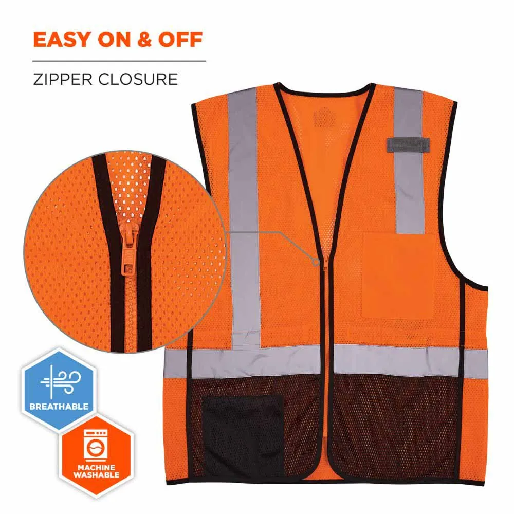 Ergodyne 23025 8210ZBK L/XL Orange Hi Vis Safety Vest