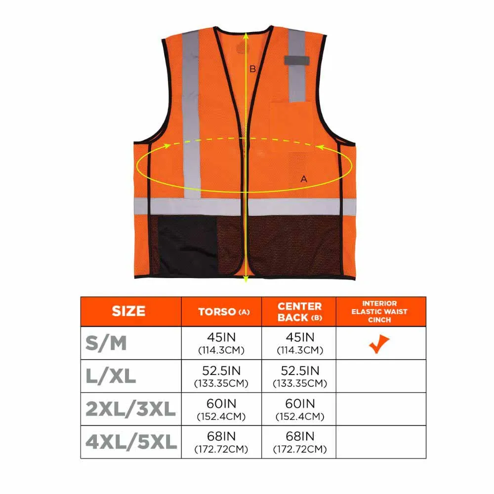 Ergodyne 23025 8210ZBK L/XL Orange Hi Vis Safety Vest