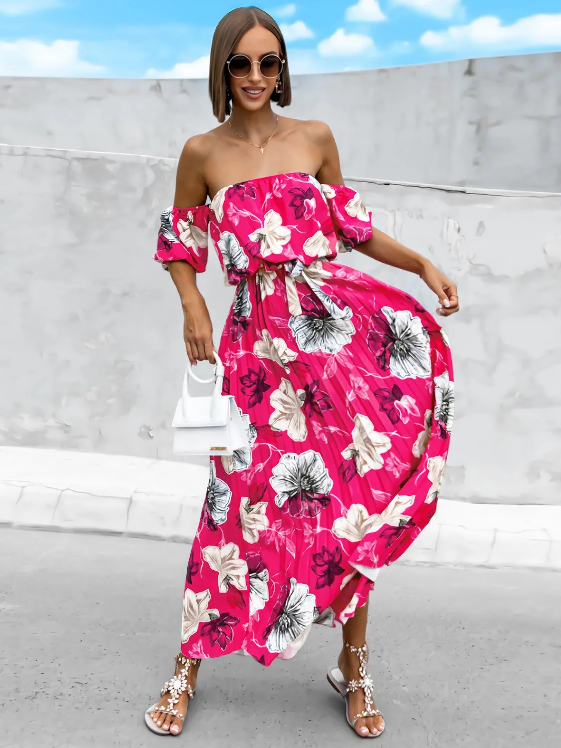 Floral Off Shoulder Resort Maxi Dress