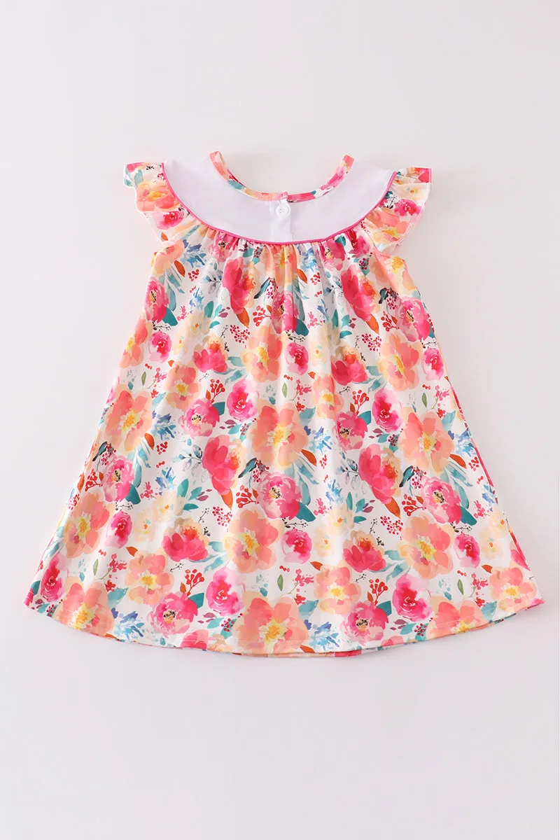 Floral print I love MAMA embroidery dress