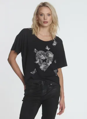 Graphic Delila Scoop - Black Heart Butterflies