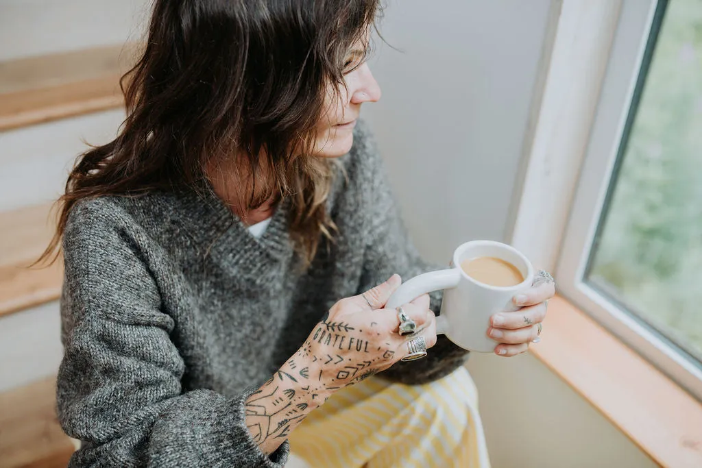 Hand-loomed Iron Félix Sweater, Undyed Alpaca