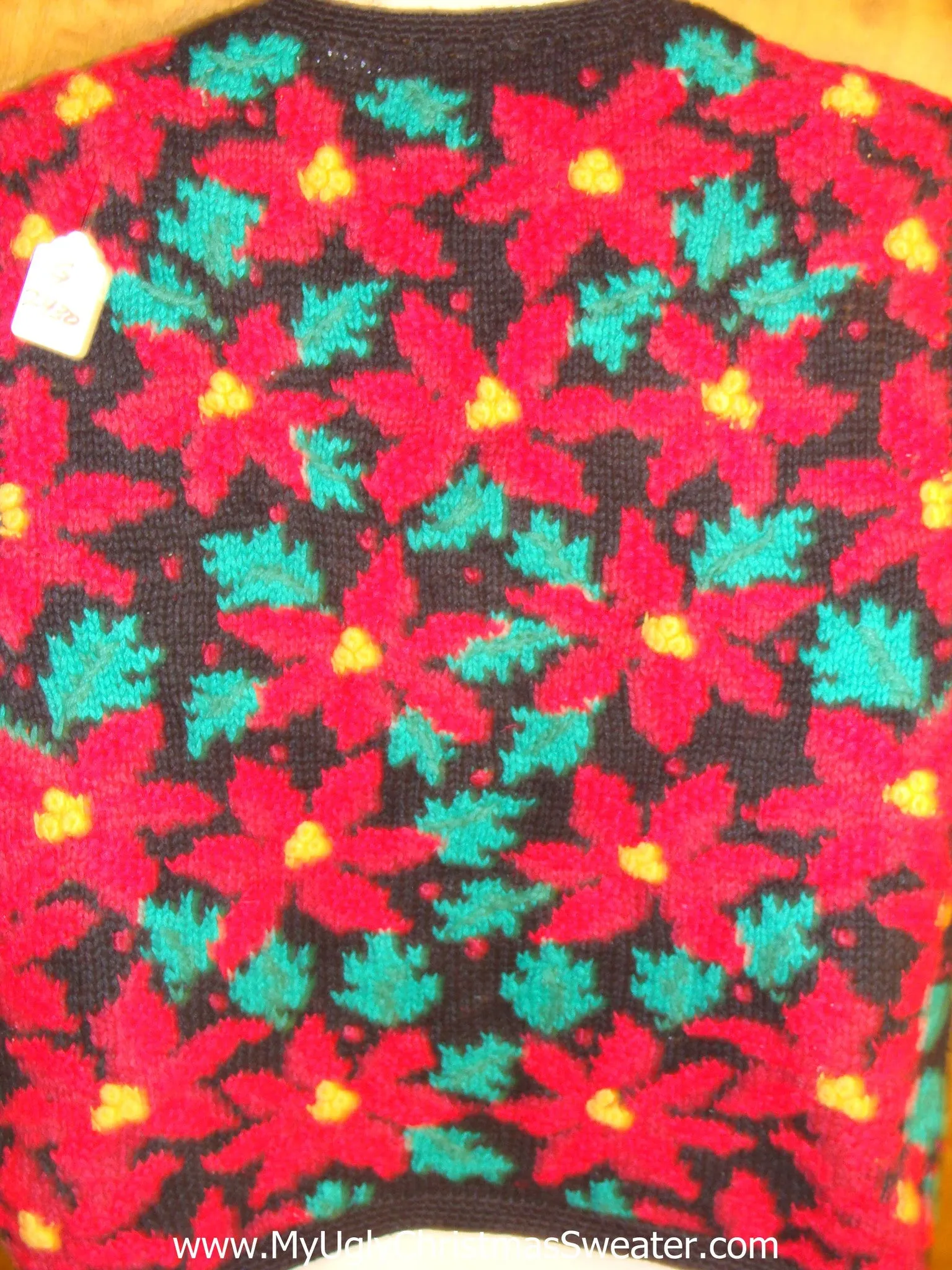 Horrible Front and Back Poinsettias Christmas Sweater Vest with Lights