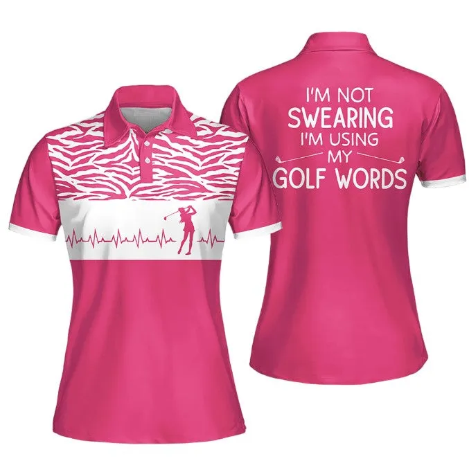 I'm Not Swearing Im Using My Golf Words Colorfun Leopard Golf Polo Shirt For Woman