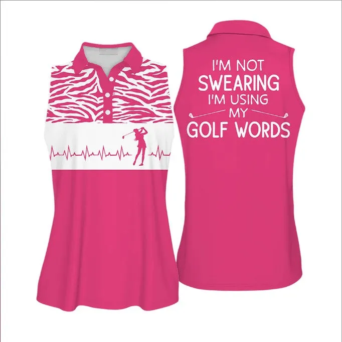 I'm Not Swearing Im Using My Golf Words Colorfun Leopard Golf Polo Shirt For Woman