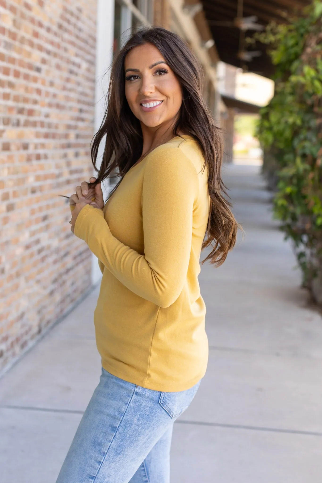 IN STOCK Leah Long Sleeve Top - Mustard