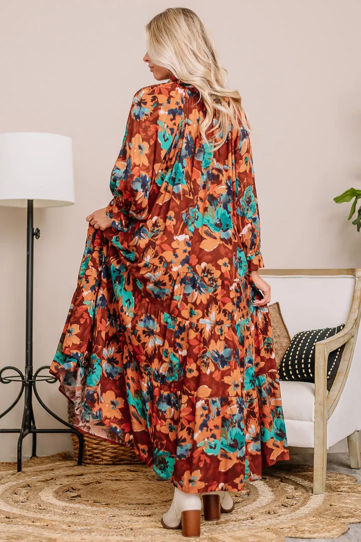 Jot It Down Fall Floral Midi Dress