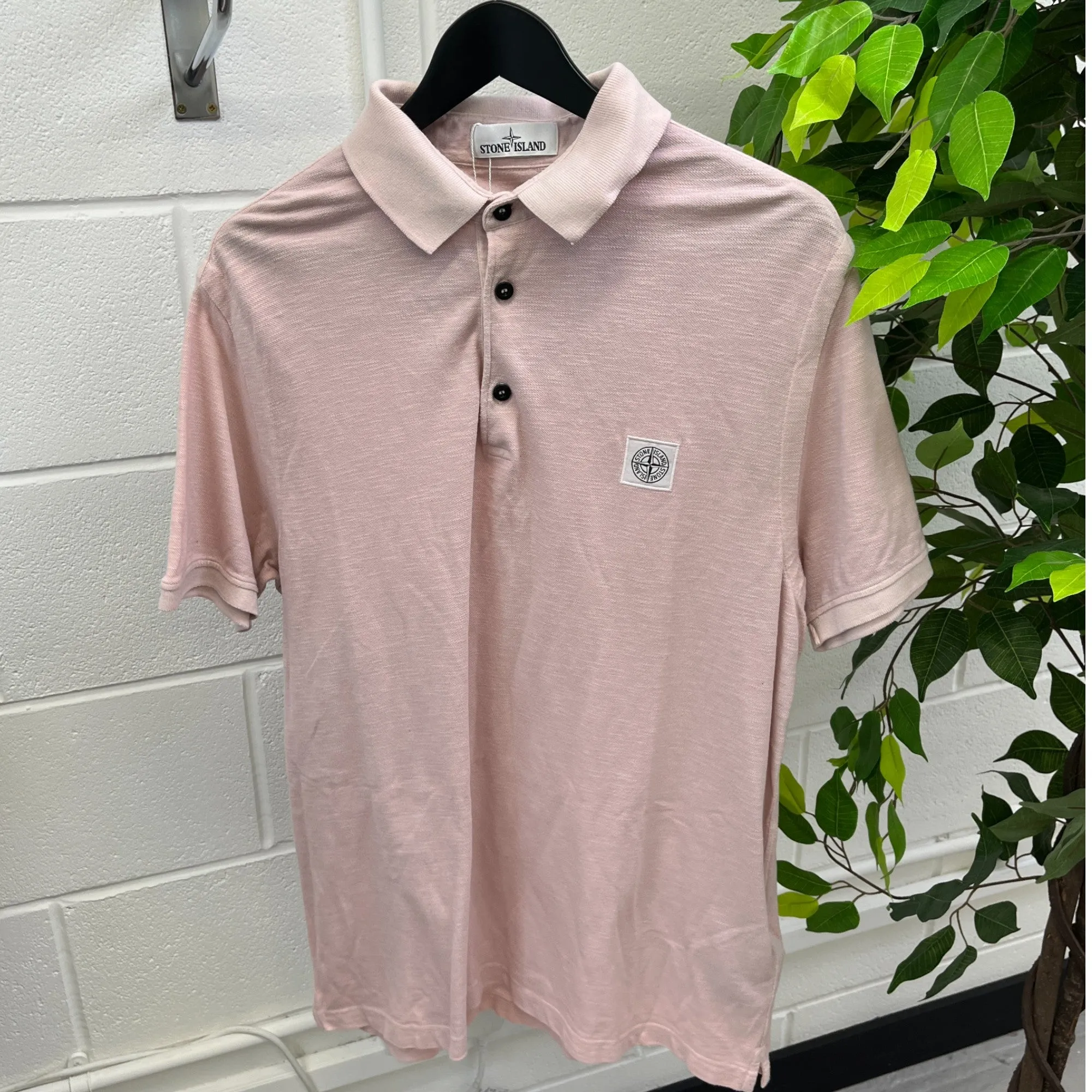 Men's Embroidered Logo Polo Shirt Pink Size XXL