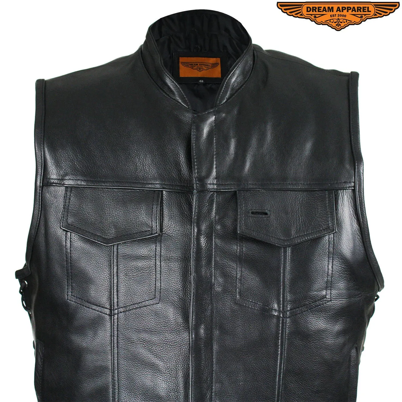 Men's Leather Gun Pocket Vest with Side Laces