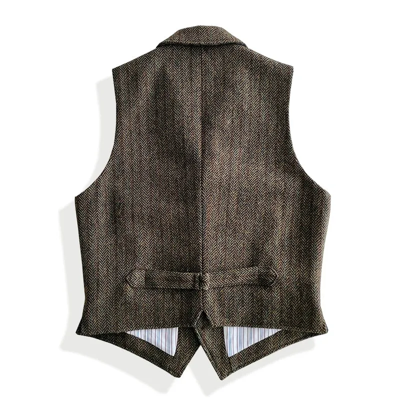 Men's Tweed Wool Slim Fit Business Casual Waistcoat - Vintage Gilet