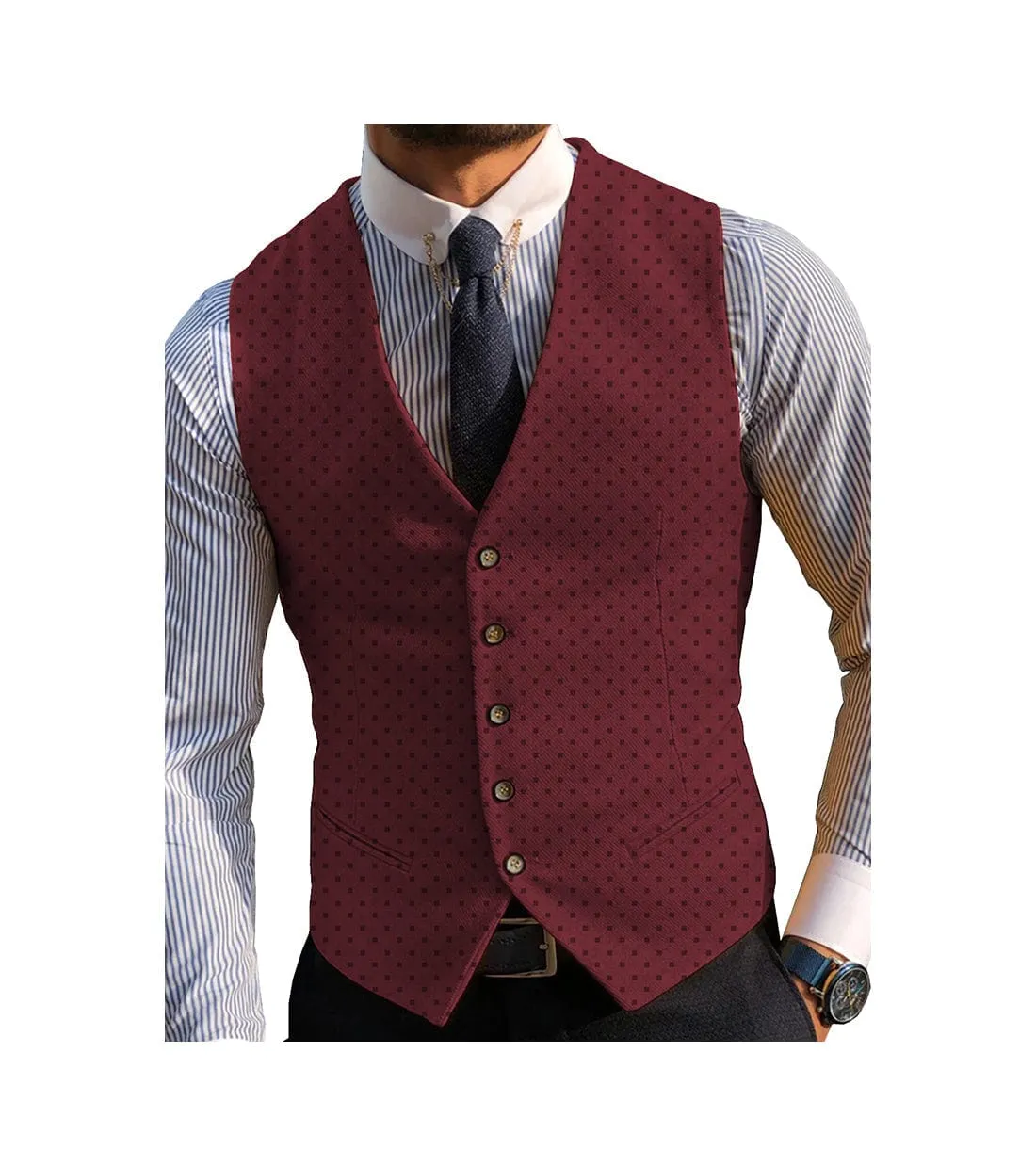 Men's V Lapel Casual Slim Fit Waistcoat