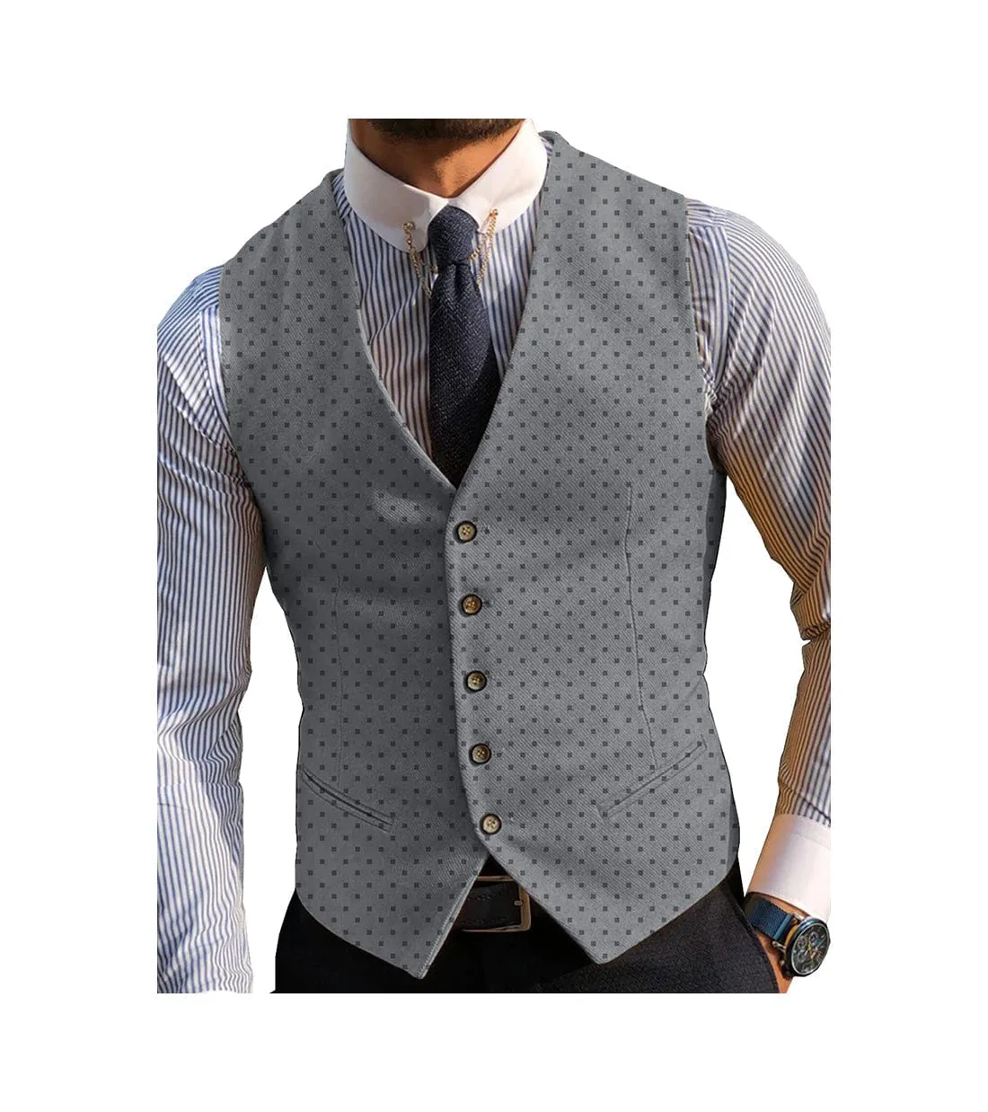 Men's V Lapel Casual Slim Fit Waistcoat