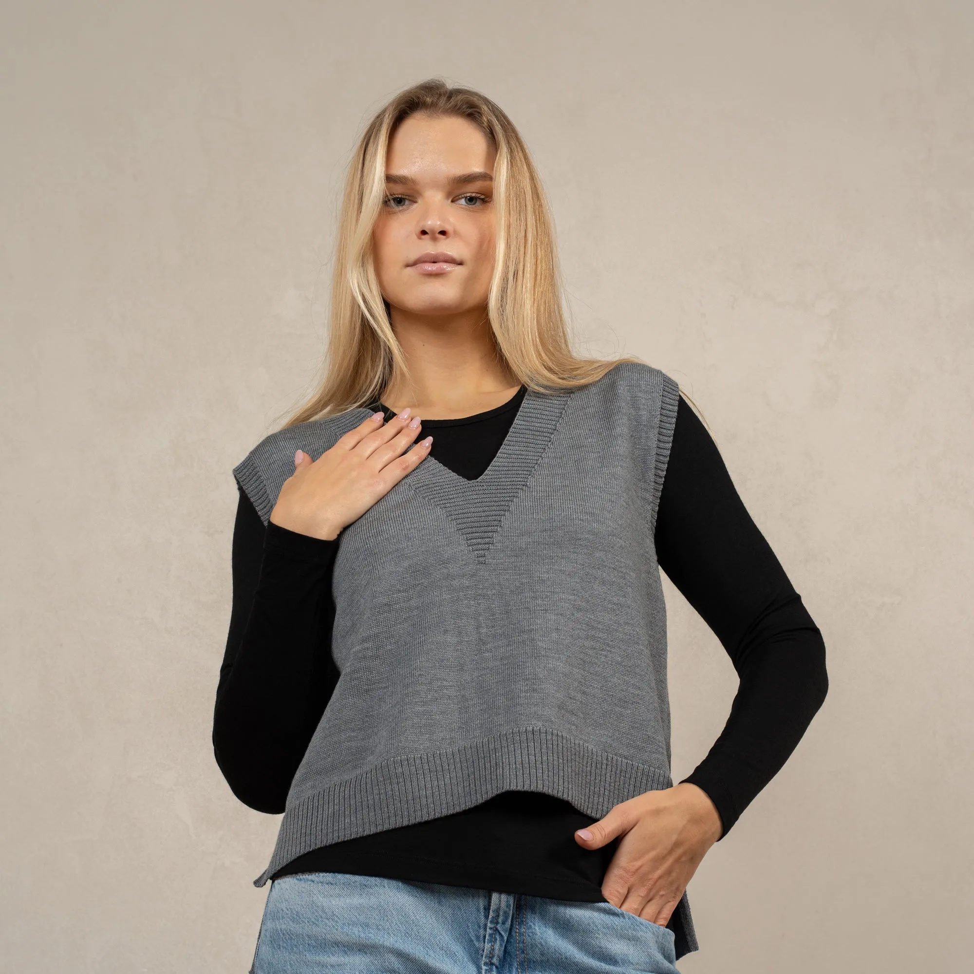 Merino Wool Knit Vest for Women Isla