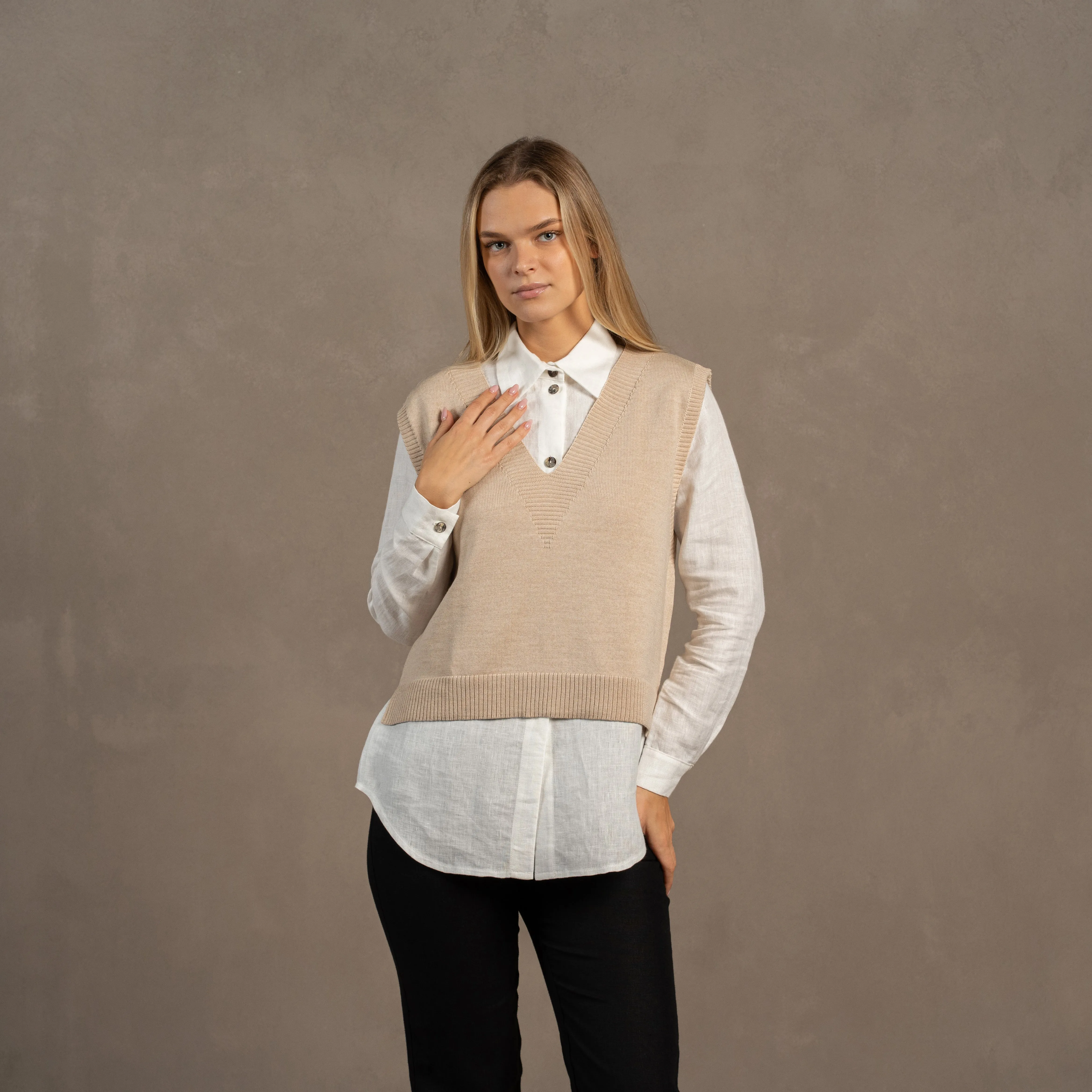 Merino Wool Knit Vest for Women Isla