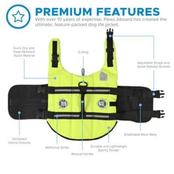 Neon Yellow Dog Life Jacket