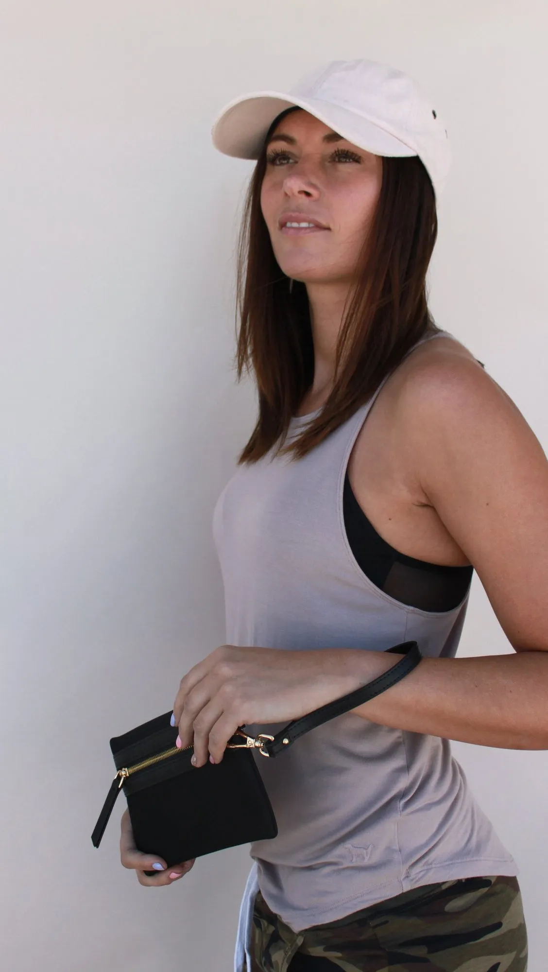 Neoprene and Leather Wristlet Pouch