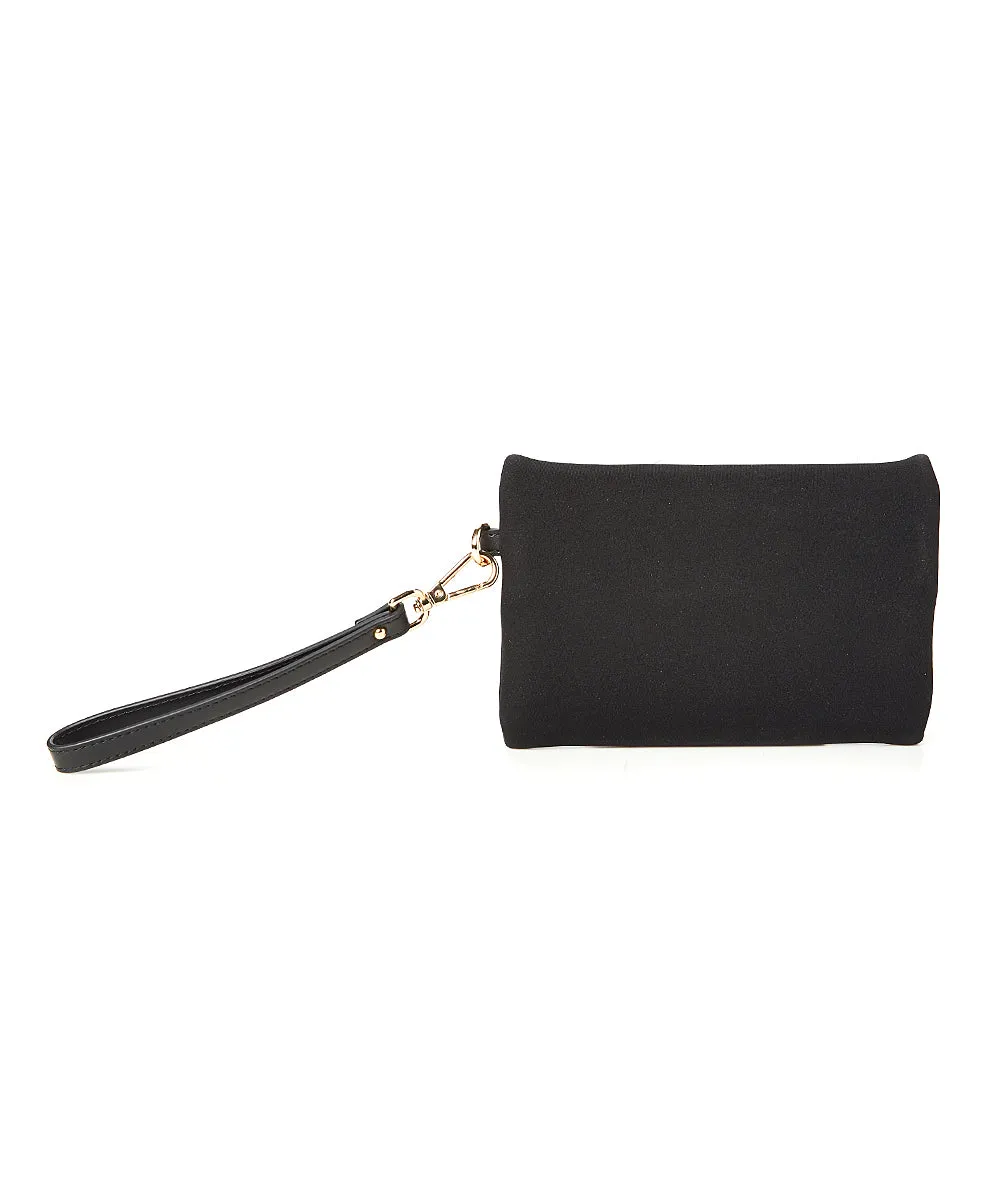 Neoprene and Leather Wristlet Pouch