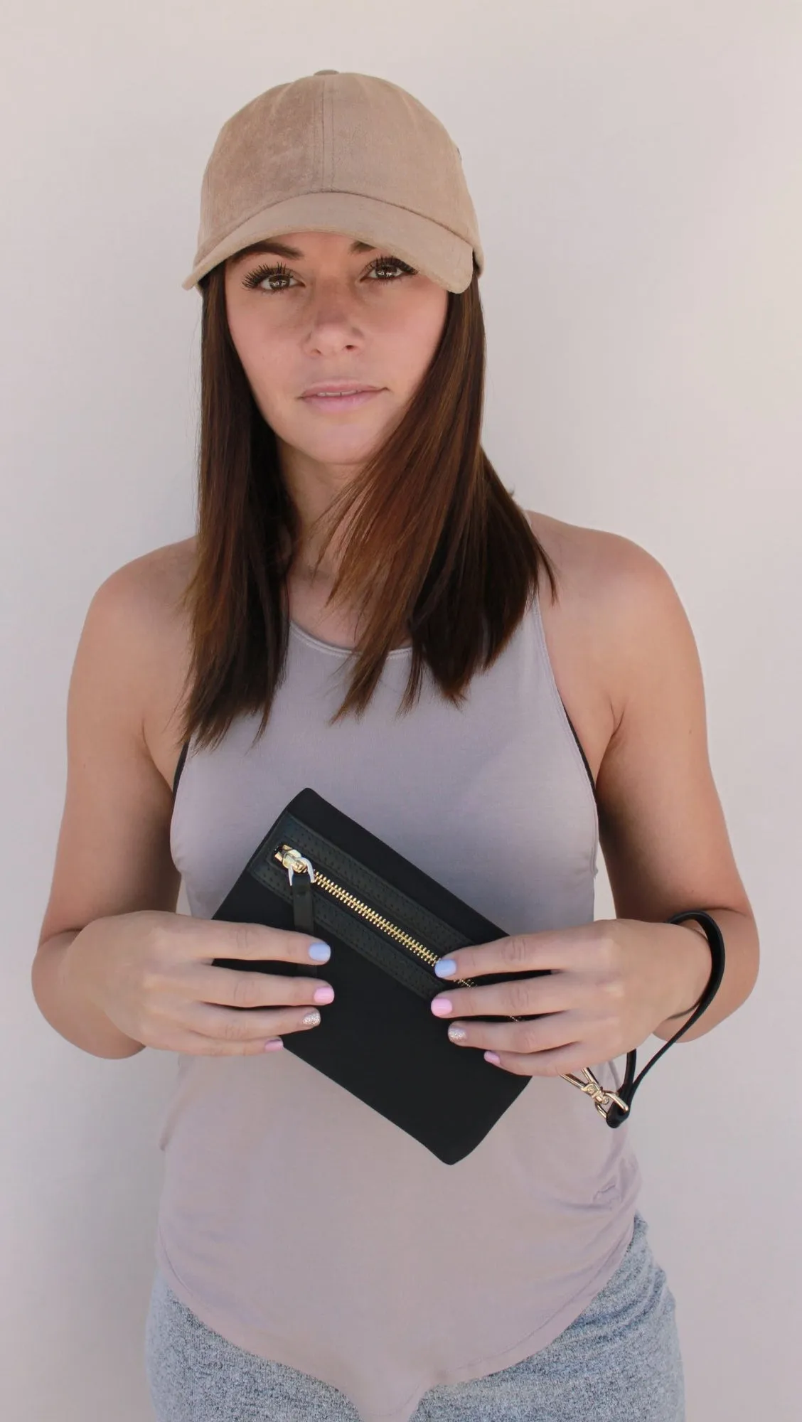 Neoprene and Leather Wristlet Pouch