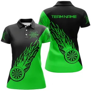 Personalized Name Any Color Black Flame Womens Darts Polo Shirt Darts Shirt For Women