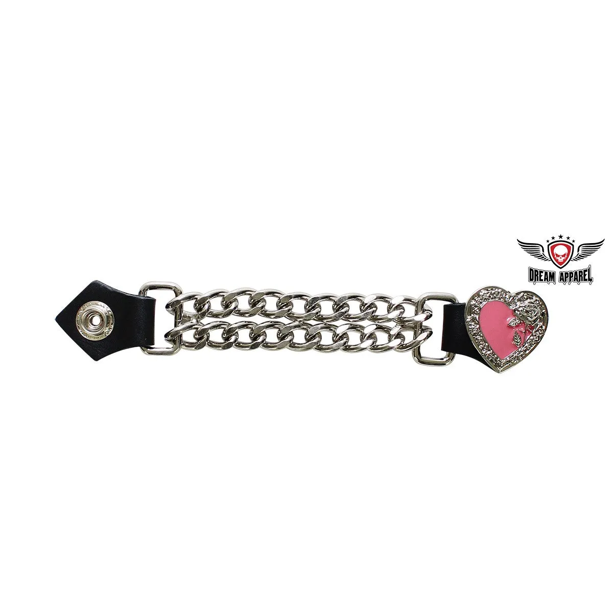 Pink/Chrome Heart and Rose Vest Extender