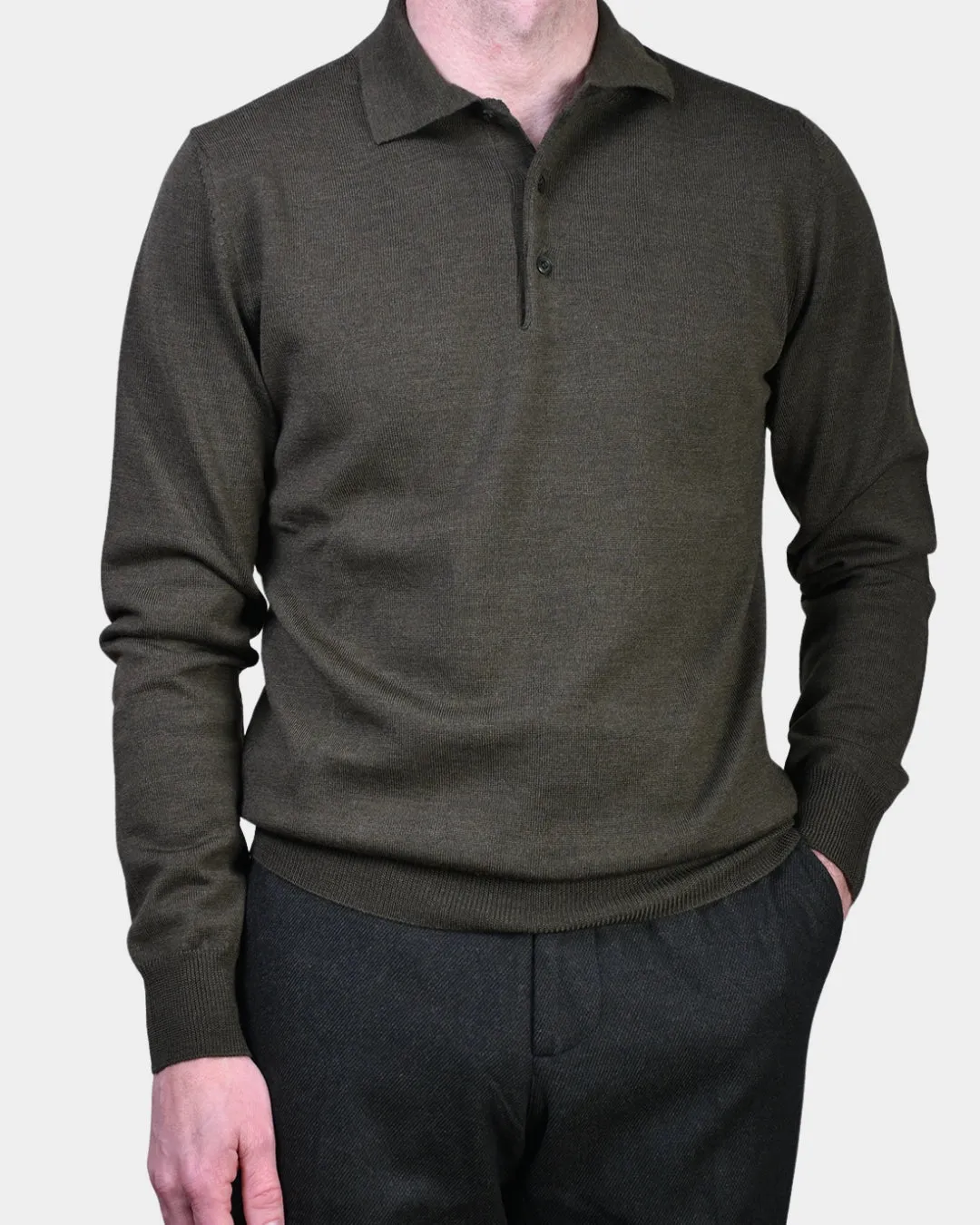 Polo Neck 12 GG Merino - Forest Green