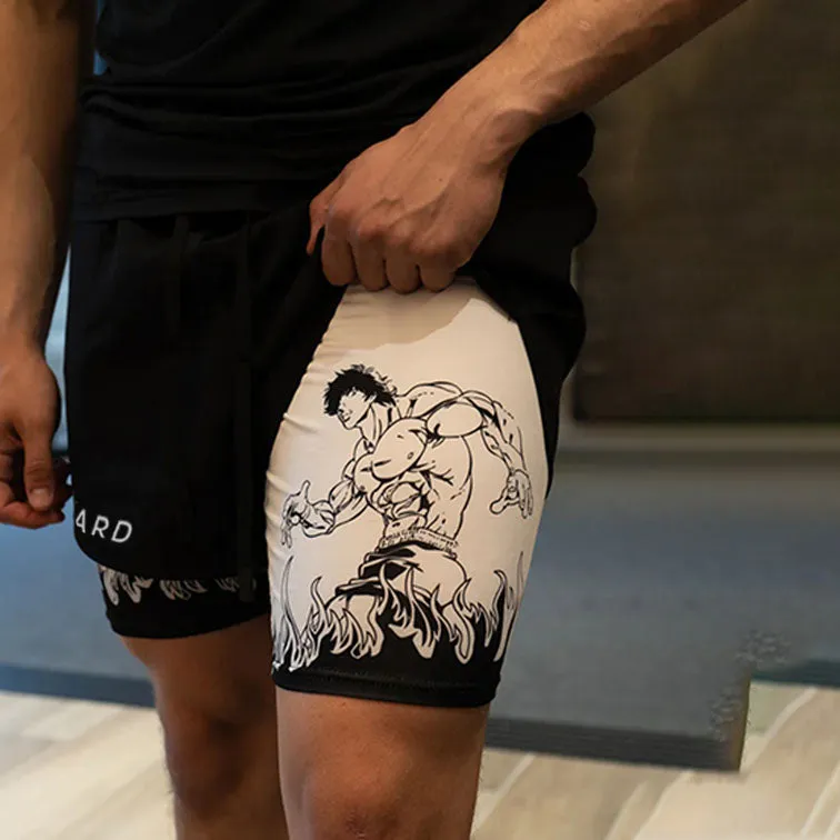 Preppy anime print double layer quick-drying shorts