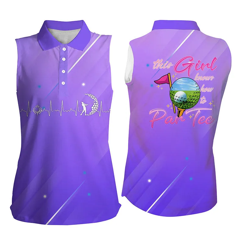 Purple Gradient Women's Sleeveless Polo Shirt This Girl Knows How To Par Tee, Golf Gifts For Girl