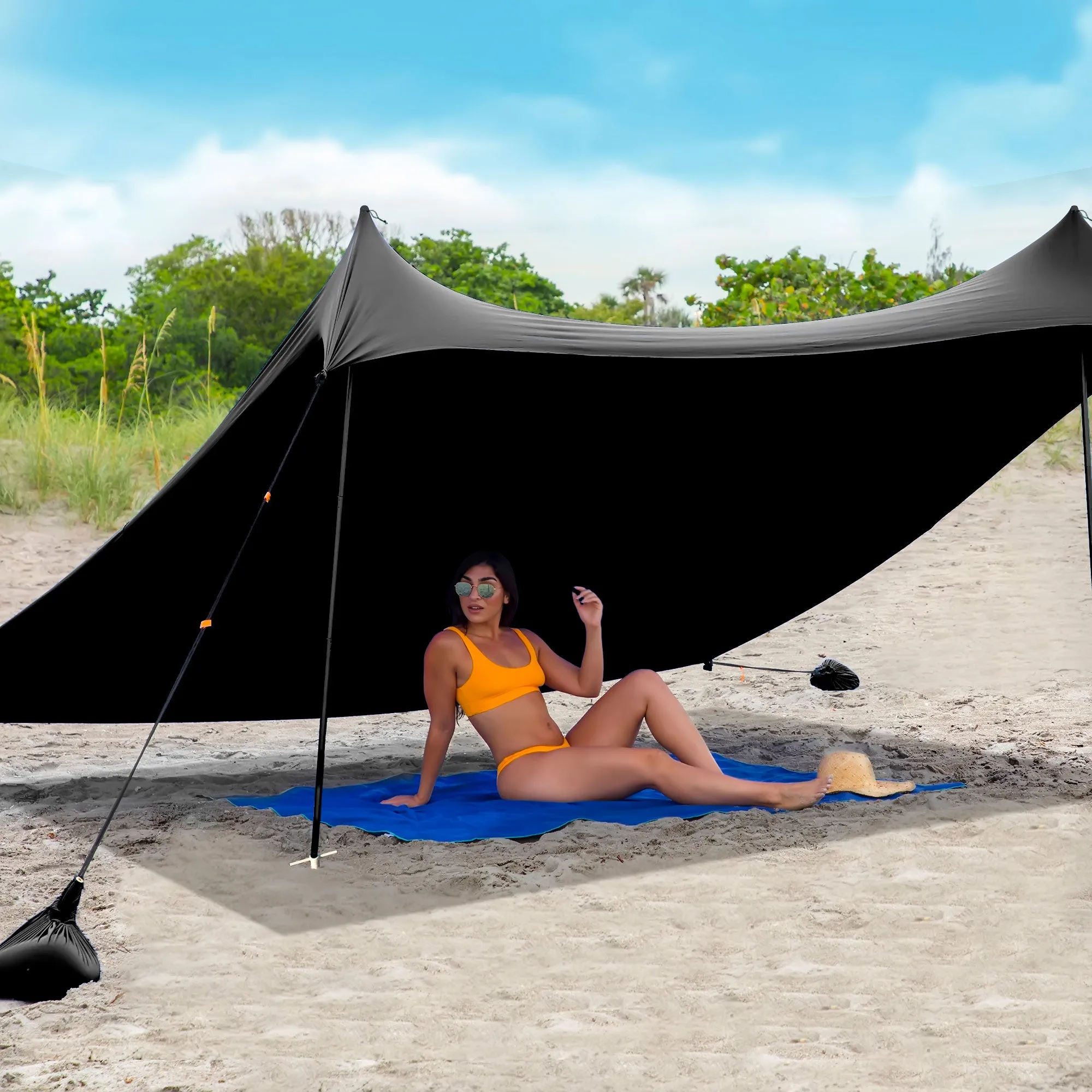 Red Suricata Black Family Beach Sun Shade Canopy Tent Sunshade with sand anchors