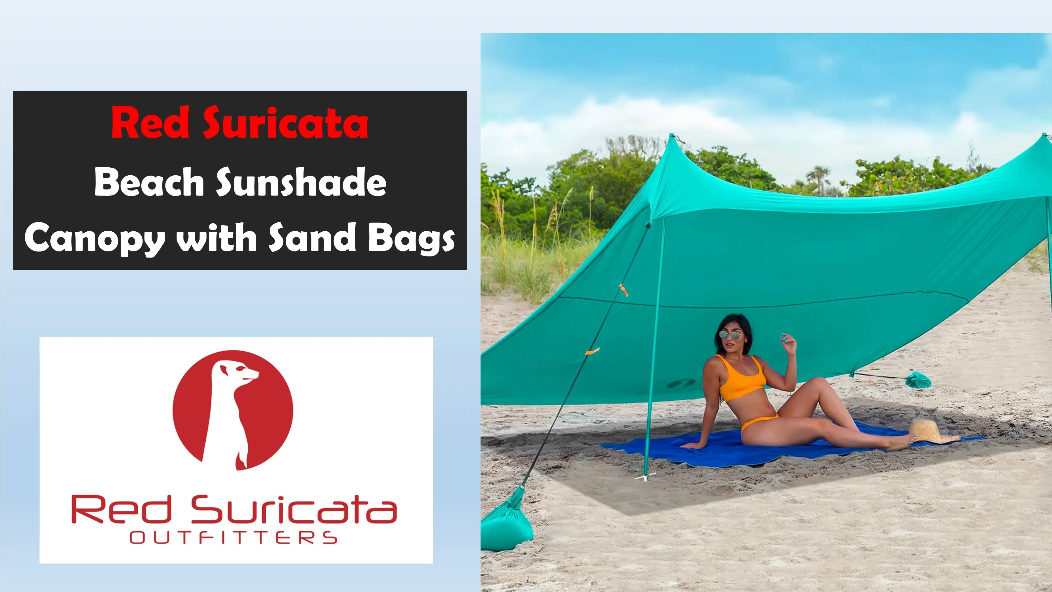 Red Suricata Black Family Beach Sun Shade Canopy Tent Sunshade with sand anchors