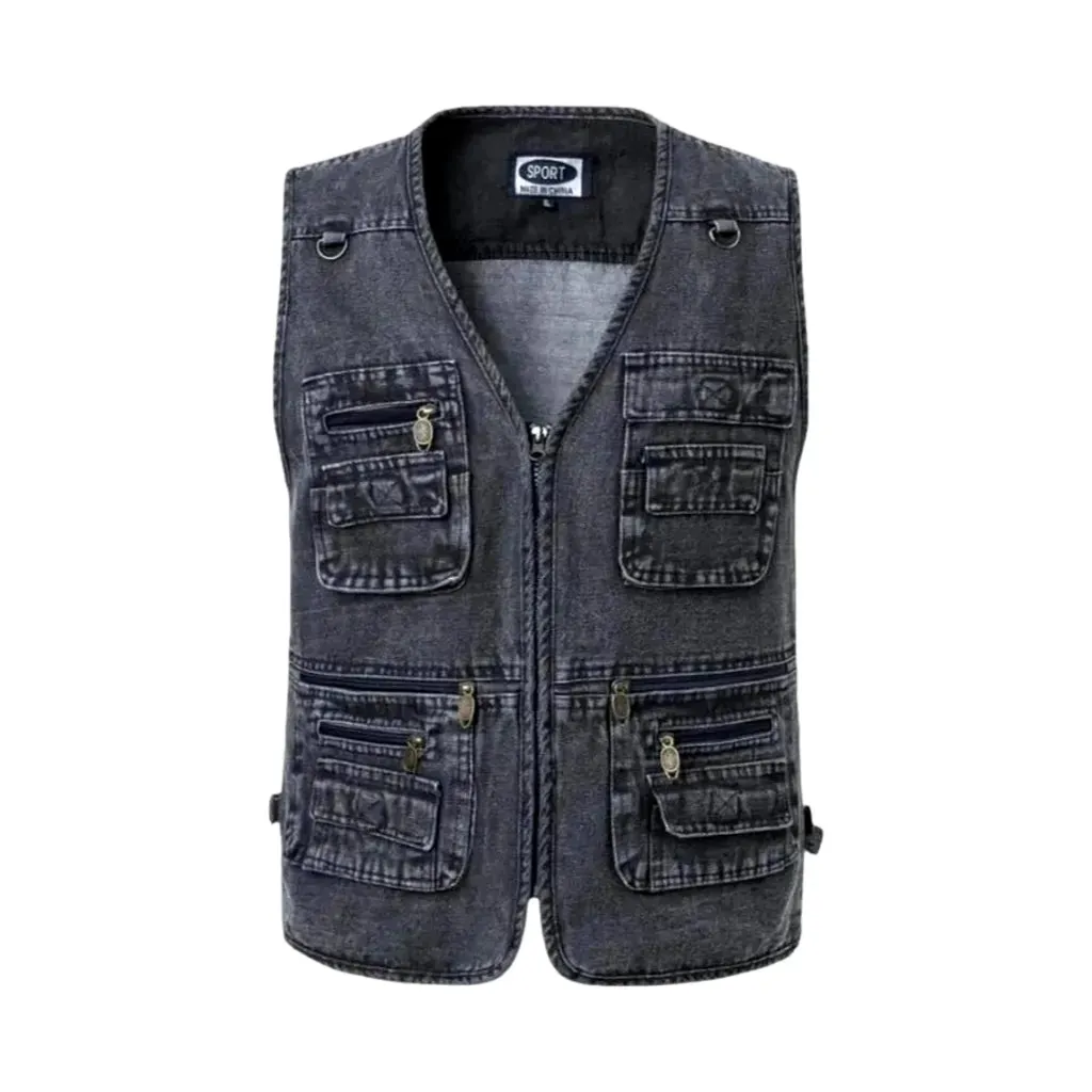 Regular fit vintage work worker men's denim vest