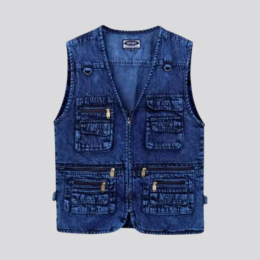 Regular fit vintage work worker men's denim vest