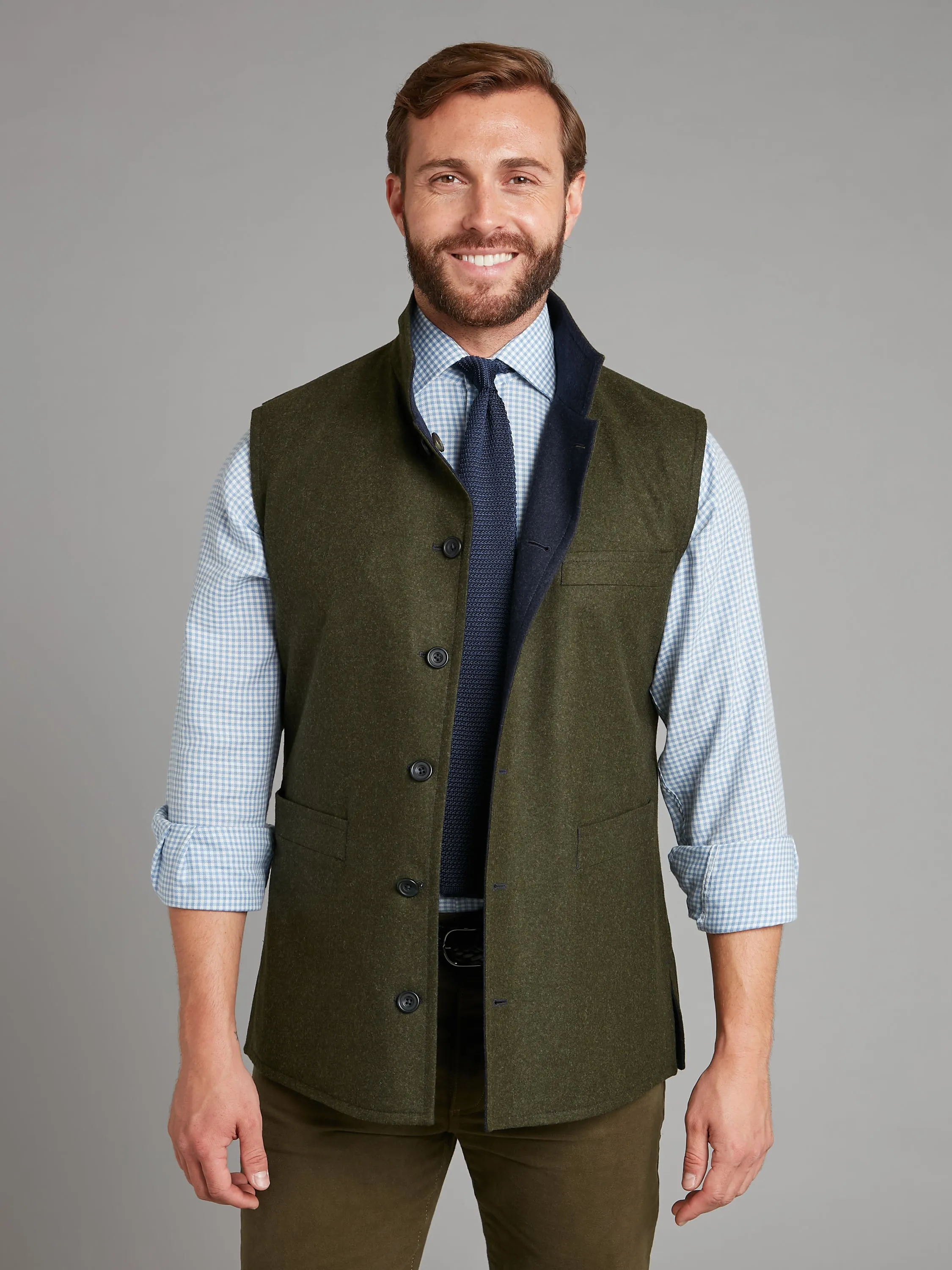 Reversible Vest - Navy & Green Loden