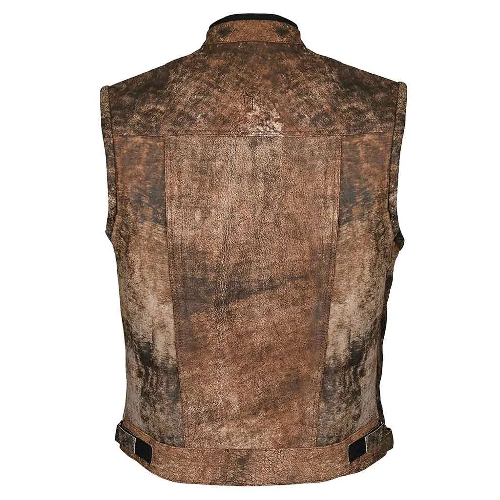 RIDERACT® Fashion Leather Motorcycle Vest SOA Dirt Fuss