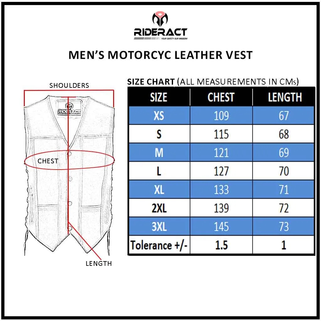 RIDERACT® Fashion Leather Motorcycle Vest SOA Dirt Fuss