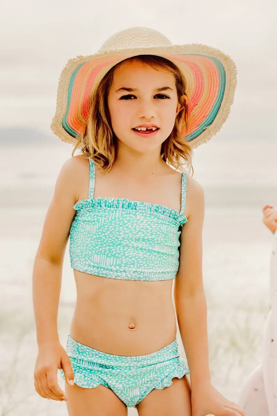 Snapper Rock Spearmint Spot Frilled Bandeau Swim Set